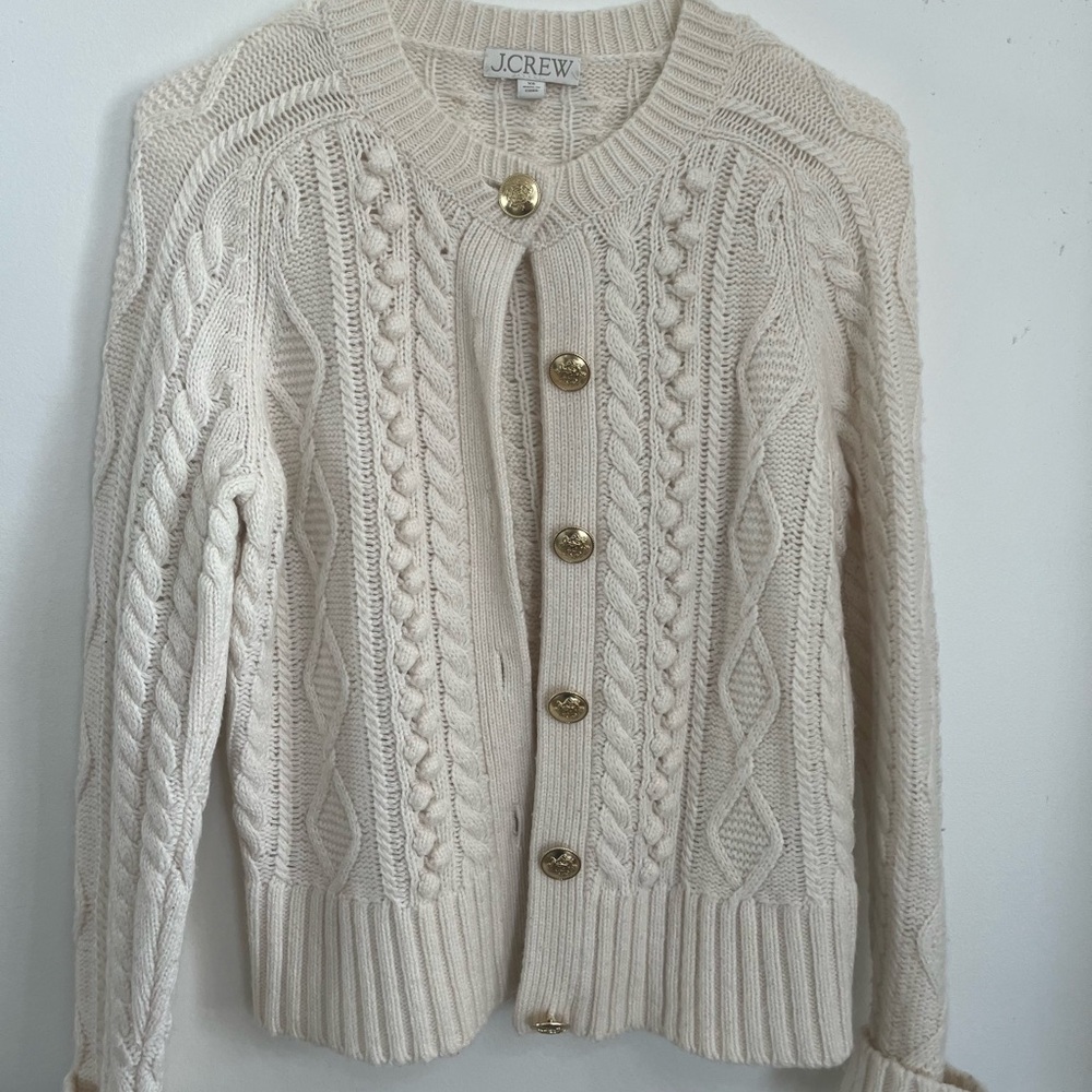 J. Crew Beige Cable Knit Cardigan